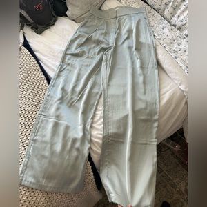 NWT Abercrombie satin tailored wide leg pants light green